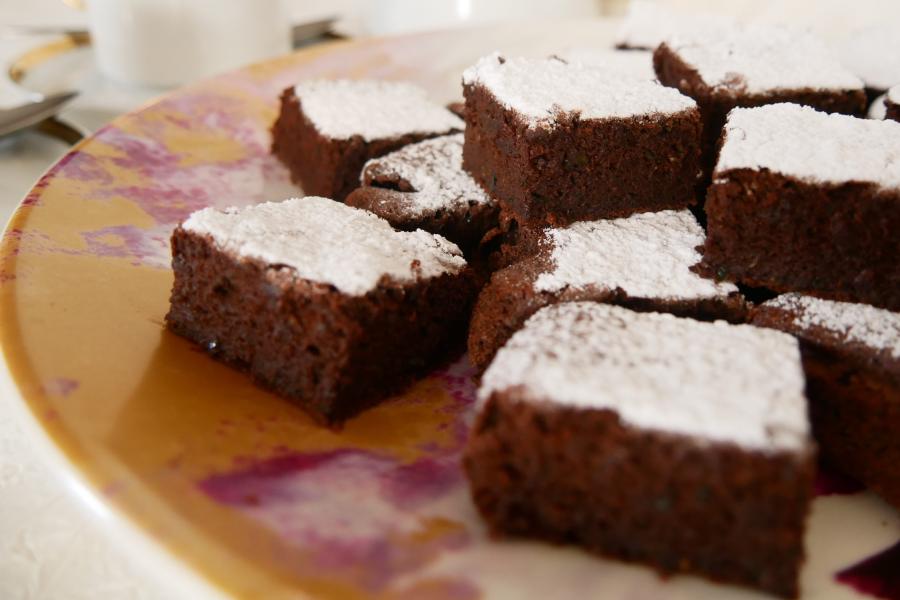 Brownie de chocolate e courgette