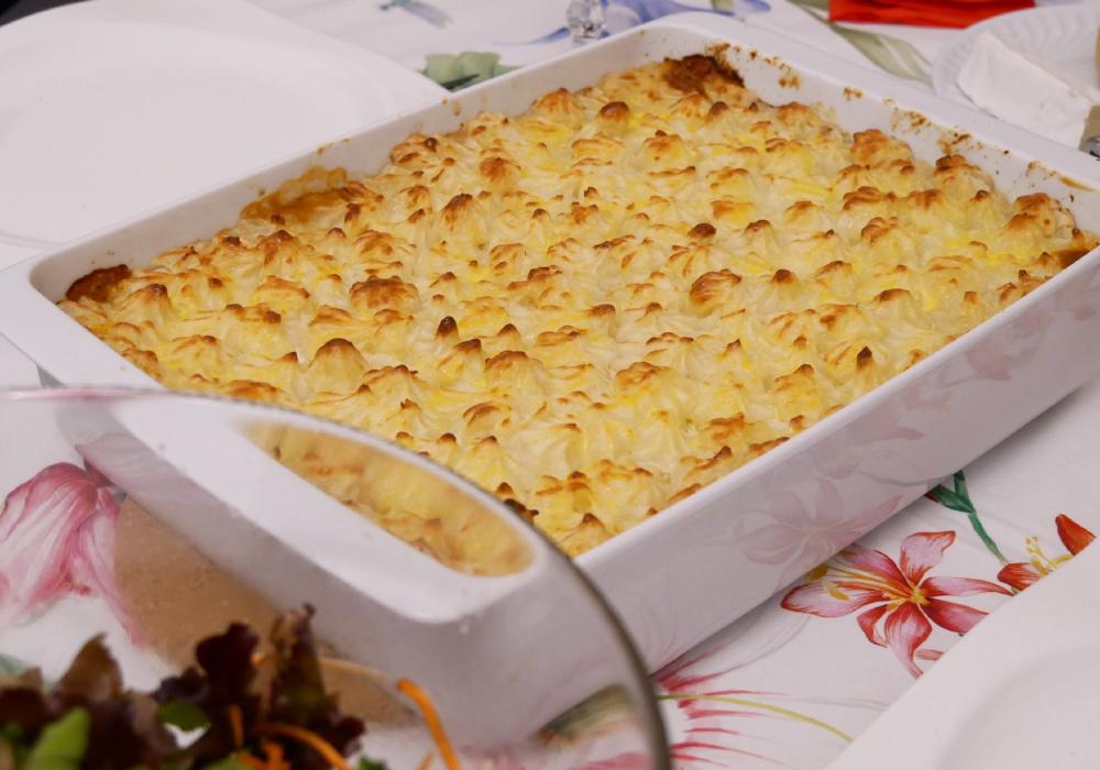 Caril de peixe e camarão no forno