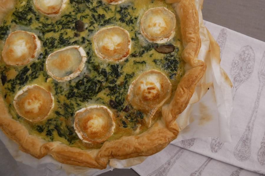 Tarte de espinafres e queijo chévre